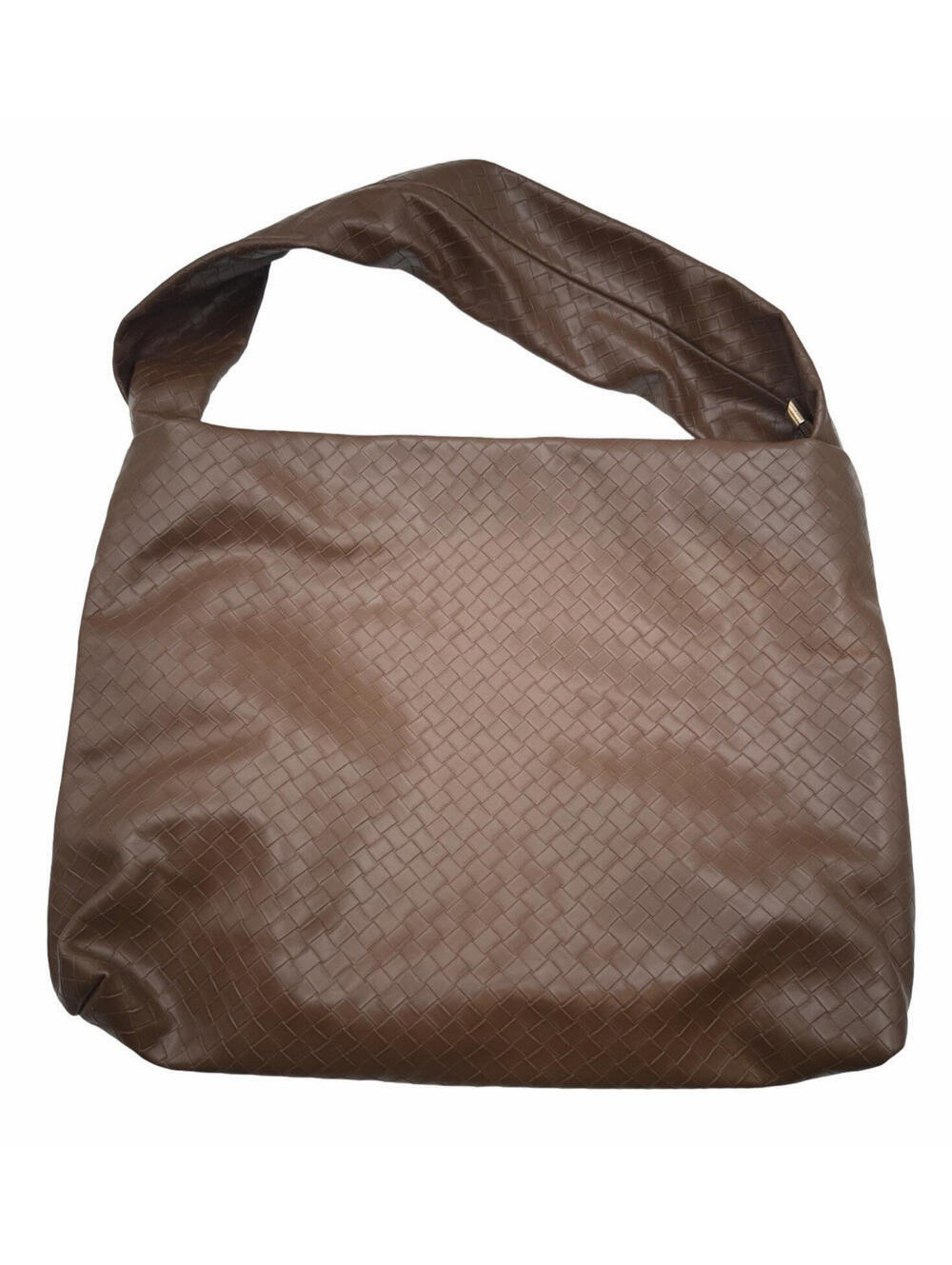 Pieces Pcallina Faux Leather Woven Shoulder Bag Brown